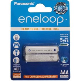 تصویر باتری 2 تایی نیم قلمی شارژی Panasonic Eneloop BK-4MCCE 800MA 