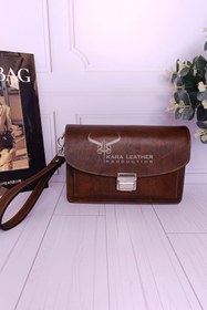 تصویر کیف مدارک دستی مردانه آلبوم دار رمزدار - فندقی دست رنگ 