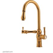 تصویر شیر ظرفشویی شاوری دو منظوره آتریسا مدل لیزا طلا براق Atrisa-faucet-lisa-sink-mixer-pull-out-for-filtered-water-golden