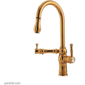 تصویر شیر ظرفشویی شاوری دو منظوره آتریسا مدل لیزا طلا براق Atrisa-faucet-lisa-sink-mixer-pull-out-for-filtered-water-golden