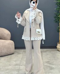 تصویر کت و شلوار زنانه دیپلمات جنس مکانیک رنگ سبز 