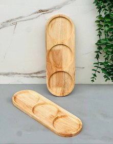 تصویر ظرف سرو بیضی بامبو سه خانه 