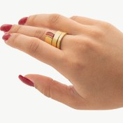 تصویر انگشتر نقره زنانه طرح کارمین عیار۹۲۵ با عقیق - طلایی(زرد) / 51 / فیروزه Silver ring