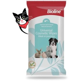 تصویر دستمال مرطوب سگ و گربه و جوندگان بایولاین (10عددی) – (Bioline Wipes (10PCS 