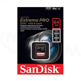 تصویر کارت حافظه سن دیسک 64گیگ SanDisk SD 64GB Extreme PRO UHS-II SanDisk 64GB Extreme PRO SDXC UHS-II Card