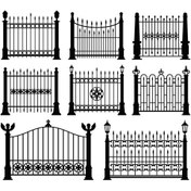 تصویر طرح وکتور مجموعه نرده های دروازه آهنی 