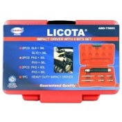 تصویر پیچ گوشتی چکشی لیکوتا مدل ABD-73003 LICOTA IMPACT DRIVER SET + 6 BITS ABD-73003