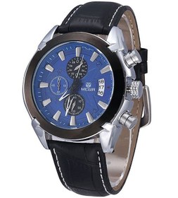 تصویر ساعت مچی آنالوگ چرمی مردانه مدل M2020BLU - ۴۲ میلی‌متر - مشکی برند megir Men's Leather Analog Watch M2020BLU - 42 mm - Black