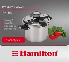 تصویر زودپز درب کلیپسی 7 لیتری همیلتون مدل PH-۸۵۷ Pressure cooker