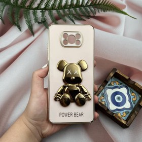 تصویر قاب گوشی Poco X3 / Poco X3 NFC / Poco X3 Pro شیائومی ژله ای My Case مای کیس مدل خرس تدی طلایی برجسته محافظ لنز دار پاپ سوکت دار گلبهی کد 23712 