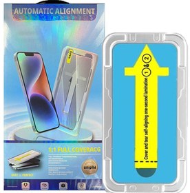 تصویر گلس محافظ صفحه نمایش آیفون 13 14نصب اتوماتیک ALIGNMENT IPHONE 14/13 Automatic 