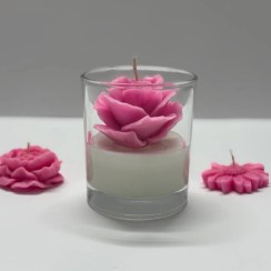تصویر شمع لیوانی مدل گل رز 