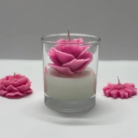 تصویر شمع لیوانی مدل گل رز 