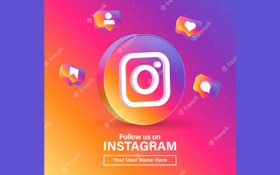 تصویر لوگو 3 بعدی اینستاگرام – Follow us on instagram with 3d logo in modern circle for social media icons logos or join us banner 