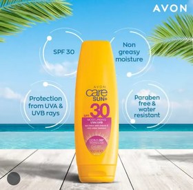 تصویر لوسیون ضد آفتاب ضدآب صورت و بدن آون امریکا اورجینال Avon Care Sun Face + Body 3-in-1 Sun Lotion SPF 30