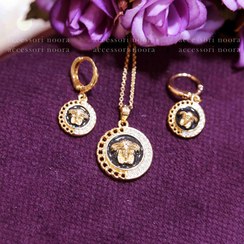 تصویر نیم ست گردنبند و گوشواره ورساچه برند ysx مدل آندریا کد 224 Half set of Versace necklace and earrings, brand ysx, model Andrea, code 224