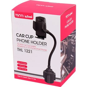 تصویر نگهدارنده ی گوشی موبایل روی جا لیوانی خودرو تسکو مدل THL 1221 TSCO THL 1221 Car Holder