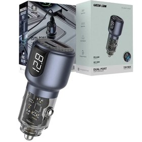 تصویر شارژر فندکی 75 وات Green Lion مدل Dual Port Car Charger PD+QC 75W Green Lion Dual Port Car Charger PD + QC 75W - Gray