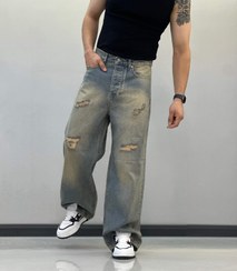 تصویر شلوار بگی ابی شلوار بگی سنگشور زاپ دار