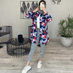 تصویر مانتو بهاره طرح دار آستین کش کد 215 