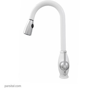 تصویر شیر ظرفشویی شاوری نوبل مدل کلاسیک سفید nobel-faucet-classic-sink-mixer-pull-out-white