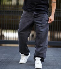 تصویر شلوار بگ ذغالی پنبه کجراه با قد ۱۰۹ سانتی متر 