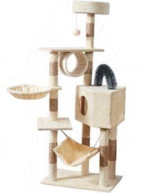 تصویر برند yolu Large Wooden Cat Tree 150Cm, Multi-Level Activity Cat Tower Furniture For Cat 60x40x150 Cm Beige