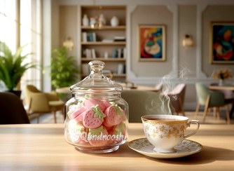 تصویر قندگیاهی فانتزی توت فرنگی - ساده / 100گرم qandnoosh