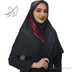 تصویر مقنعه دراپه بروجرد مشکی ( با تل رنگی ) 