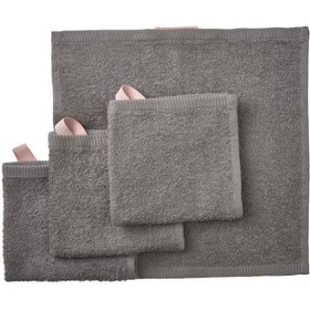 تصویر حوله 4 تیکه رنگ خاکستری آیکیا مدل DIMFORSEN Washcloth, grey - پسکرایه با تیپاکس/ماهکس Ikea VAGSJON Washcloth, dark grey, 30x30 cm