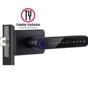 تصویر دستگیره هوشمند مینیمال ریموت دار برای درب شیشه فریم دار 