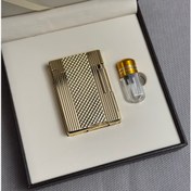 تصویر فندک دروی (derui) لاین1طلایی طرح راه راه Derui Line 1 Gold Lighter – Striped Pattern