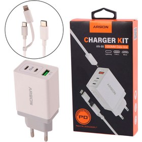 تصویر شارژر دیواری فست شارژ Arson AN-88 2.1A PD 10.5W + کابل 3 سر Arson AN-88 2.1A PD 10.5W Fast Wall Charger With Multifunction Cable