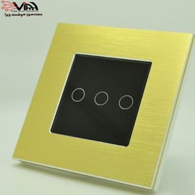 تصویر کلید سه پل لمسی هوشمند tuya سری کلاسیک - طلایی / طلایی / Zigbee 