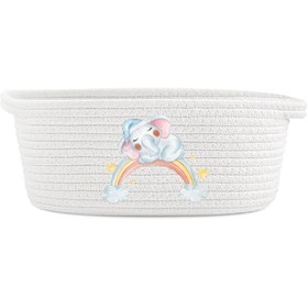 تصویر ست سبد وسایل کودک مدل بچه فیل ۴ عددی قیطان دوزی شده 