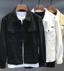 تصویر کت جین مشکی مردانه بدون خز پارچه کجراه 