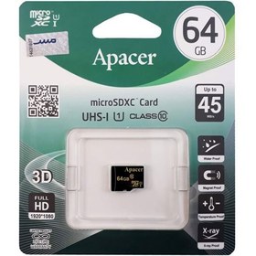 تصویر کارت حافظه microSDXC اپیسر مدل AP64GA کلاس 10 استاندارد UHS-I U1 سرعت 45MBps ظرفیت 64 گیگابایت ا Apacer AP64GA UHS-I U1 Class 10 45MBps microSDXC 64GB Apacer AP64GA UHS-I U1 Class 10 45MBps microSDXC 64GB