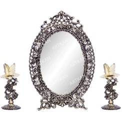 تصویر آینه و شمعدان رز کد 706 