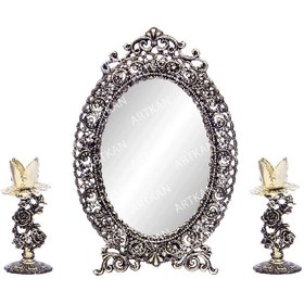 تصویر آینه و شمعدان رز کد 706 