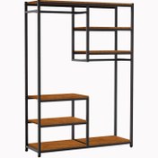 تصویر رگال دکو پلاس(جادار ، شکیل، مدرن) ترکیب چوب و فلز چند منظوره با آویز لباس و قفسه های شیک و جادار - قابل سفارش در ابعاد دلخواه / مقاوم در برابر زنگ زدگی 