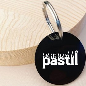 تصویر پلاک دایره مشکی مدل Pastil - 4.5 سانتیمتر / 4 حک / مشکی 