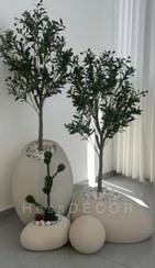 تصویر گلدان هندسی فایبر - سفید / گلدان ۱۷ سانت 