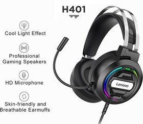 تصویر هدفون گیمینگ لنوو مدل H401 ا headphone gaming lenovo model H401 headphone gaming lenovo model H401