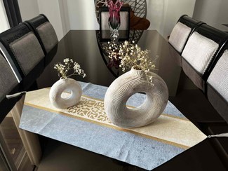 تصویر رومیزی مخمل رزین 3 تکه رنگ طوسی 