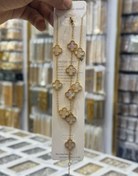 تصویر ست گردنبند و دستبند ونکلیف طلایی نگین سفید 