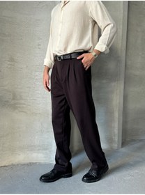 تصویر شلوار پارچه‌ای مردانه با الگوی چین‌دار و گشاد برند hyman Men's Pleated Baggy Pattern Fabric Trousers