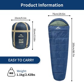 تصویر کیسه خواب از نیچر هایک Nature Hike CNK2300SD014 Mummy Cotton Sleeping Bag MJ300 