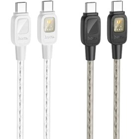 تصویر کابل شارژ 60 وات هوکو مدل U124 با سری تایپ سی تو تایپ سی HOCO U124 Stone 60W silicone intelligent power-off charging data cable Type-C to Type-C