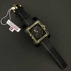 تصویر نیوی فورس مردانه موتور ژاپن مربعی کد(6508) قاب طلایی صفحه مشکی شیشه رفلکس بند مشکی 