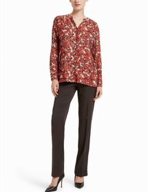 تصویر شومیززنانه کرپ گلدارجلو پیله - 38 / قرمز طوسی Women's floral crepe paperback with cocoon front